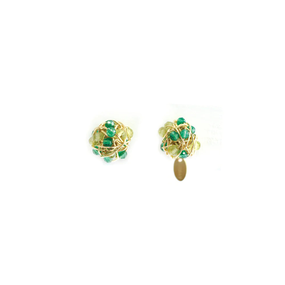 Clementina Stud Earrings #1 (9mm) - Peridot, Emerald, Green Onyx, Chalcedony, Prehnite, Vessonite, Green Amethyst & Chrysoprase