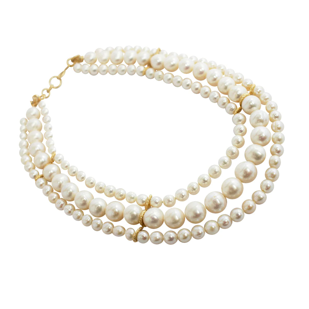 Triple Pearl Necklace (7-12mm)
