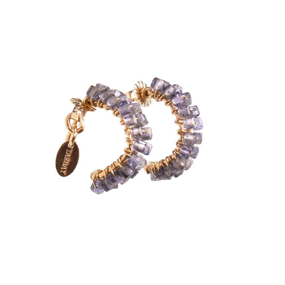 Cleopatra Hoop Earrings # 1 (15mm) Iolite