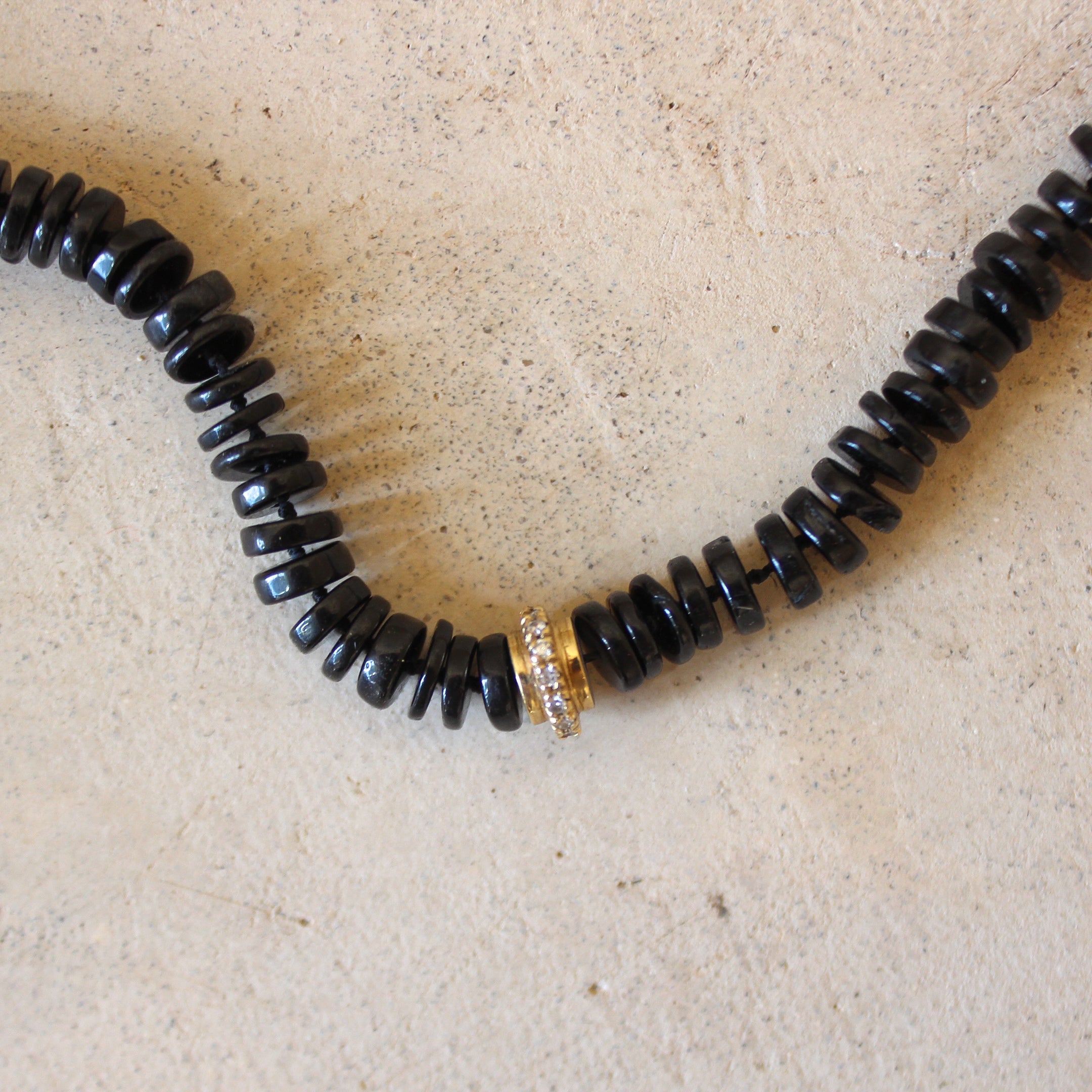 16"- 18" Onyx Long Necklace 14k