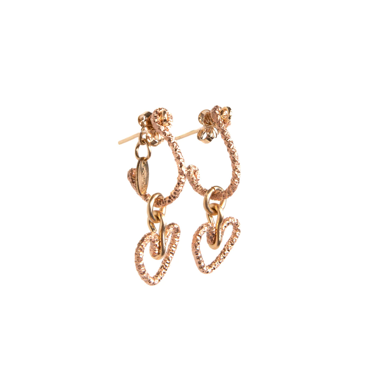Corazon Dangle Earrings (15mm) - Yellow & Rose Gold