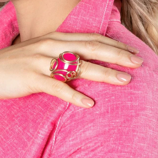 Zingiber Ring (35mm) - Pink Agate