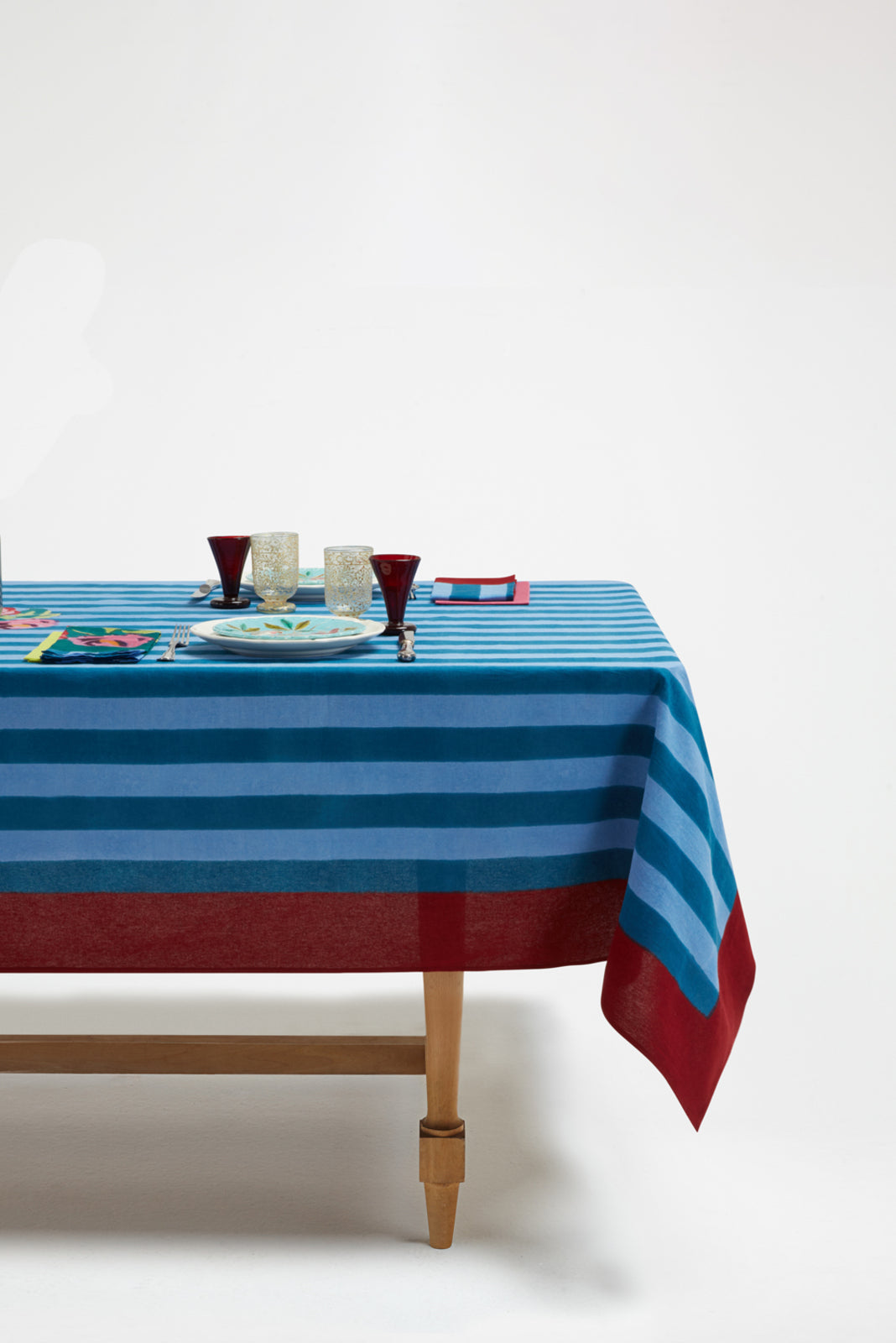Tablecloth 180X350 Nizam Stripes Ferozi Sugar