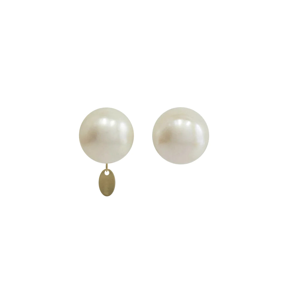 Classic Half-Round Pearl Earrings (11-12mm) White Pearl