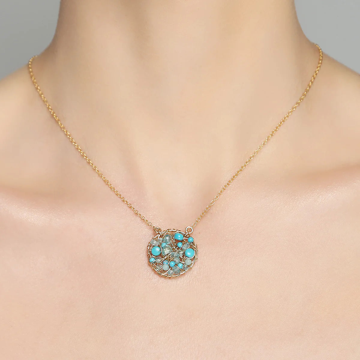 Aura Necklace #2 (20mm) -Turquoise, Aquamarine, Apatite, Howlite