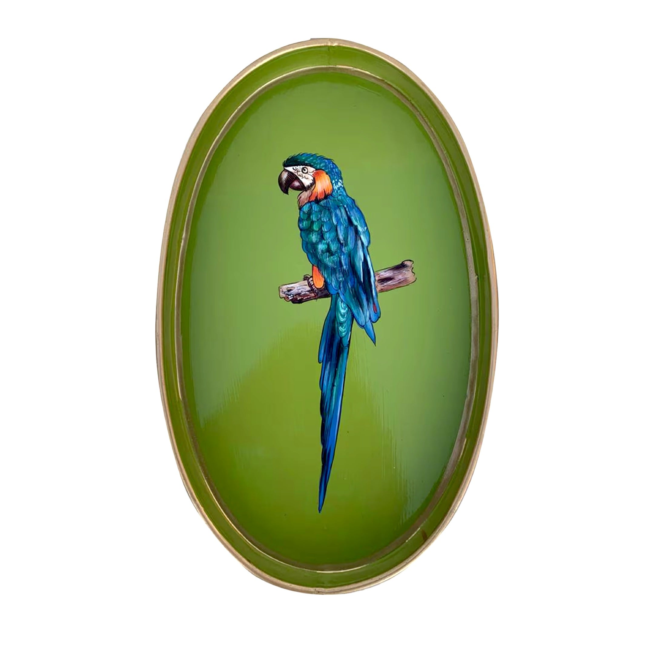 Green Parrot Round Tray