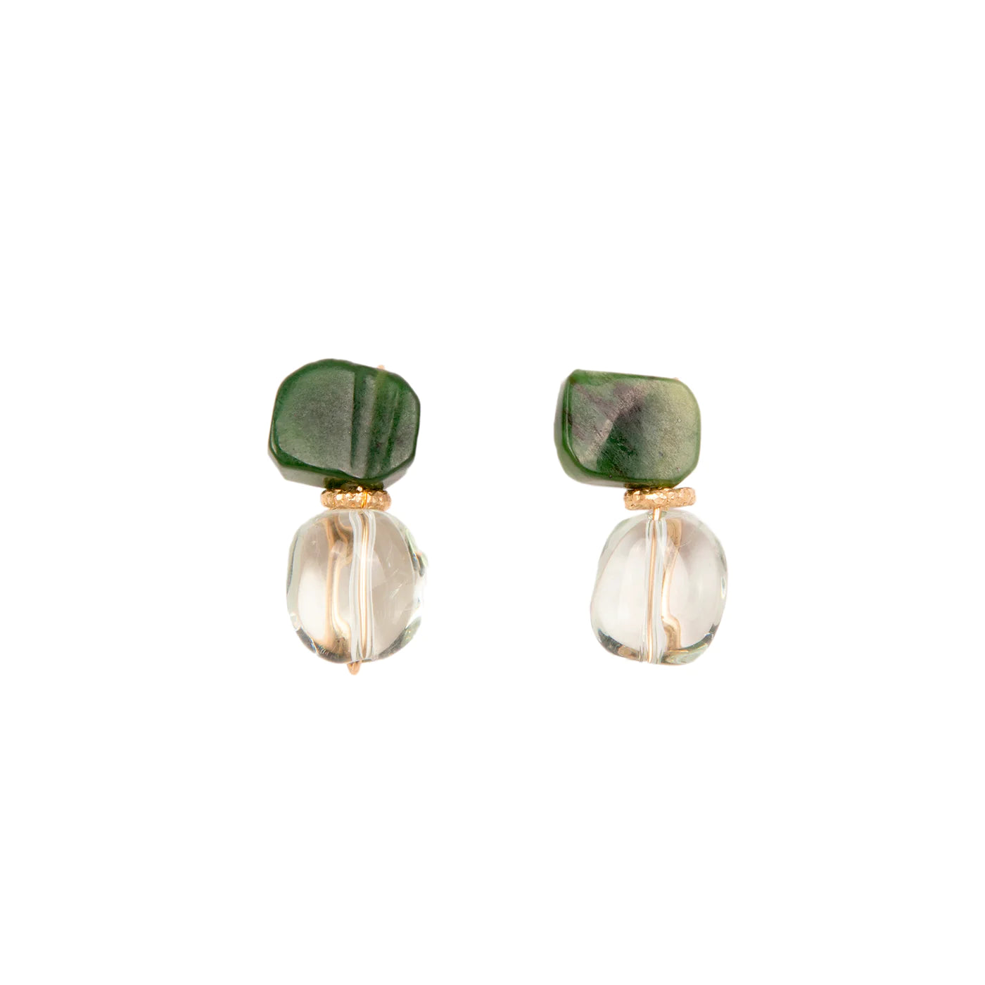 Bromelia  Button Earrings #1 (25 MM) -  Jade Verde, Amatisa Verde