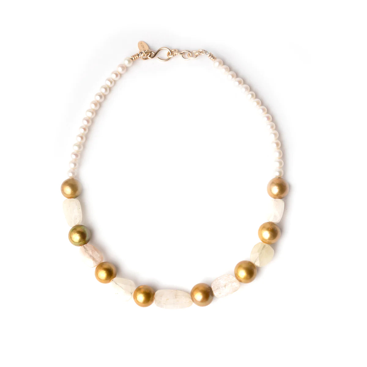 Salina Necklace #2 - Pearl, Bronze Pearl & Moon Stone