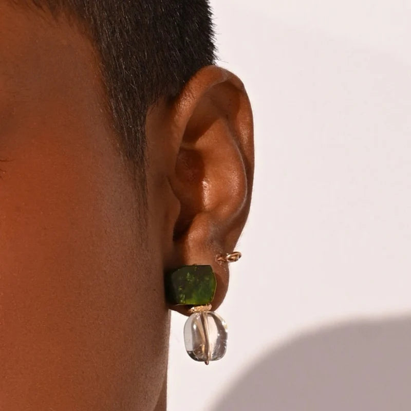 Bromelia  Button Earrings #1 (25 MM) -  Jade Verde, Amatisa Verde