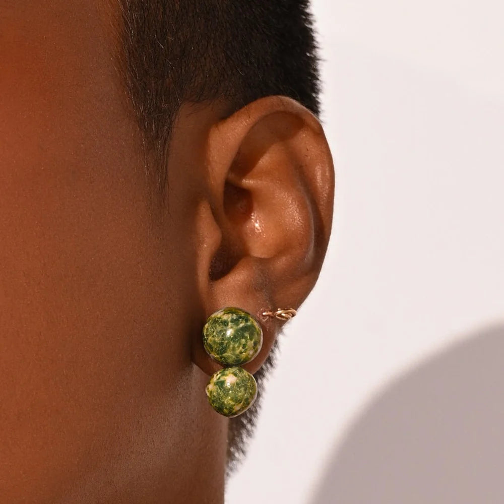Bromelia #02 Earrings (Jasper Verde Moteado)